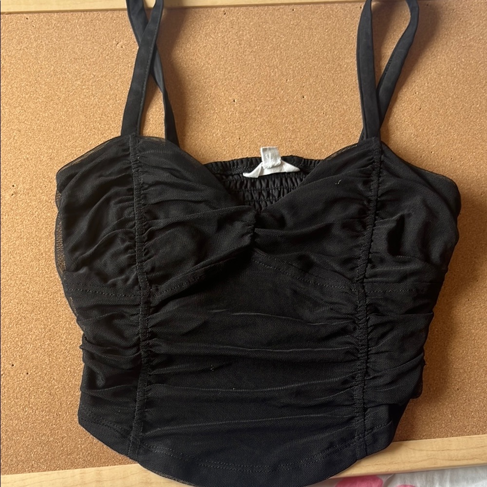 Elegant Black Ruched Women's Top